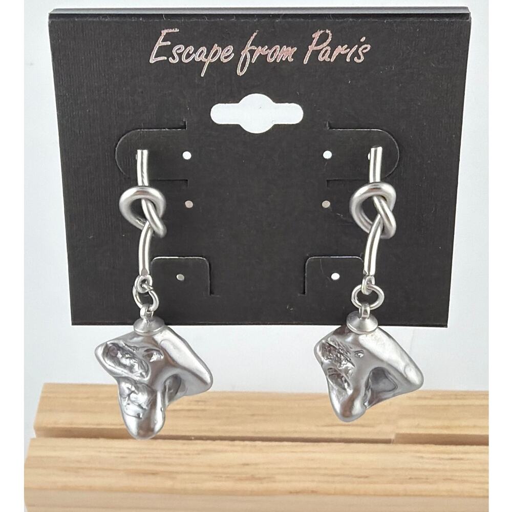 NWT Escape From Paris Sterling Silver Knot and Nugget Dangle Earrings